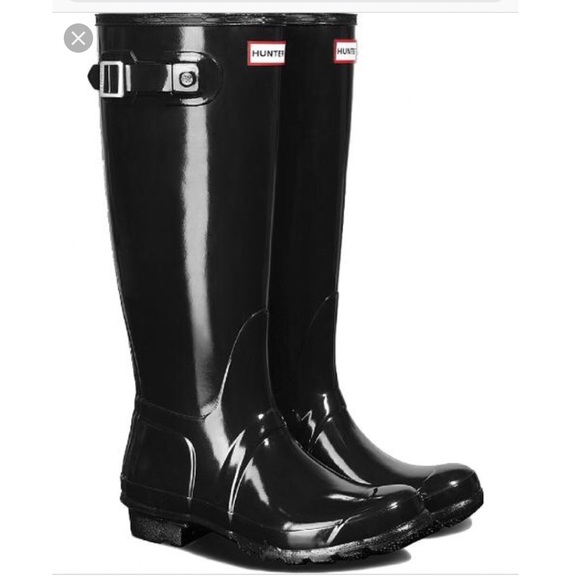 Hunter Shoes - Black Tall Glossy Original Hunter Rain Boots